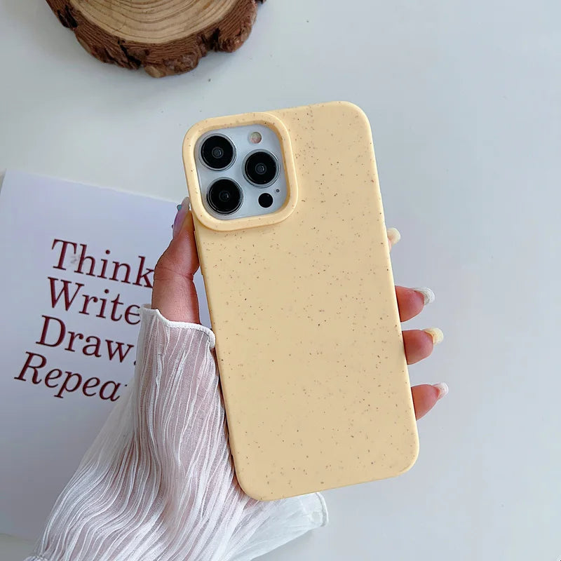Environmentally Friendly and Biodegradable Wheat Phone Case for Iphone 16 15 14 13 11 12 Pro Max X XR Xs Max 7 8Psoft Cover