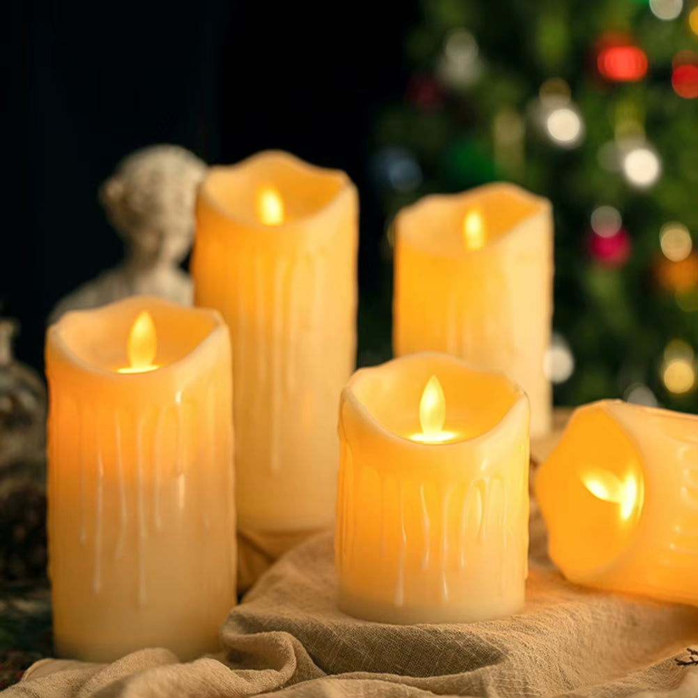 Elegant 5Cm Battery Operated Tear Shaped Flickering Candles - Perfect for Weddings and Decor