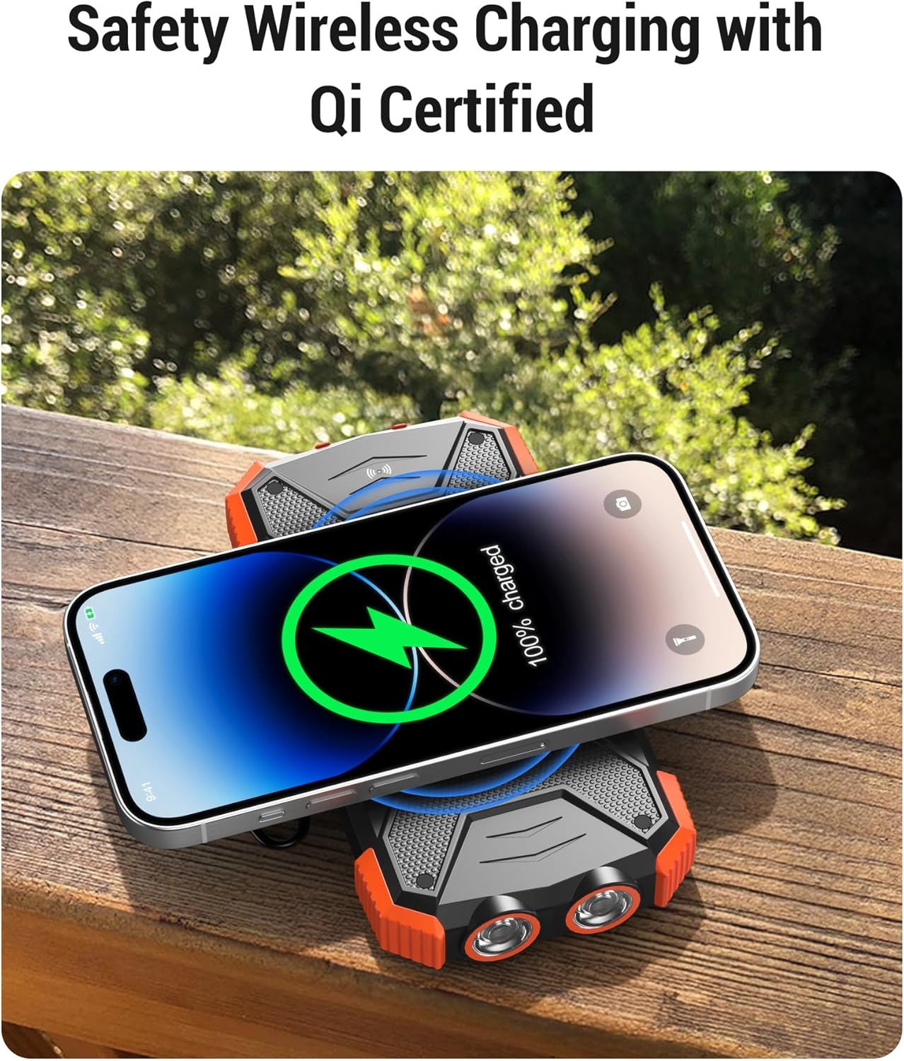 Solar Charger Power Bank 10,000Mah, Portable Wireless Charger, 20W Fast Charging External Battery Pack with USB C for Cell Phones, Solar Panel Charger with Dual Flashlight and Compass