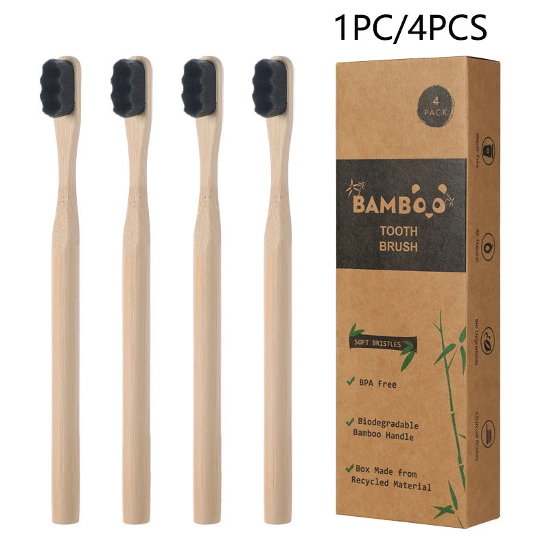 Biodegradable Bamboo Toothbrush – Eco-Friendly with Ultra-Soft Bristles | 4 Pack
